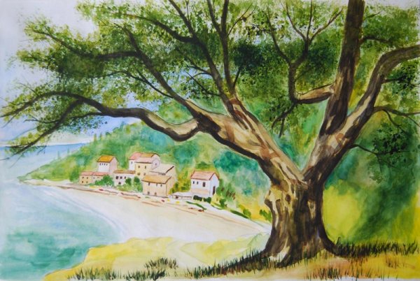 Пейзажи гуашью легкие