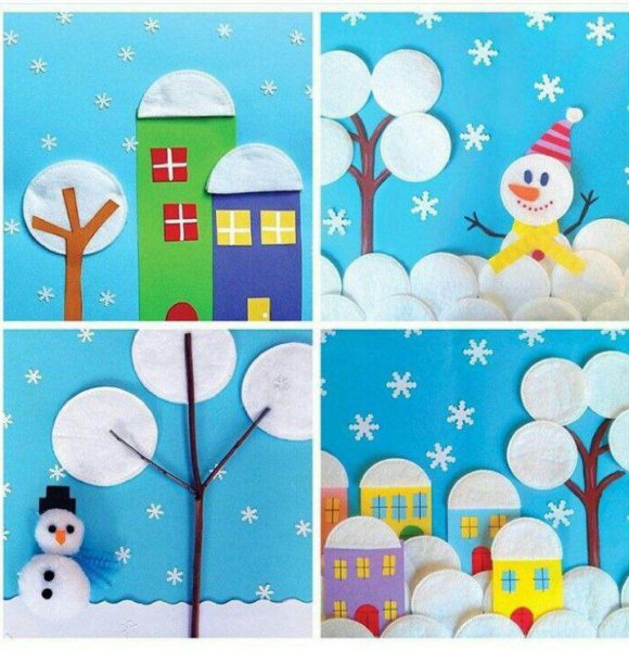 Зимняя аппликация для детей