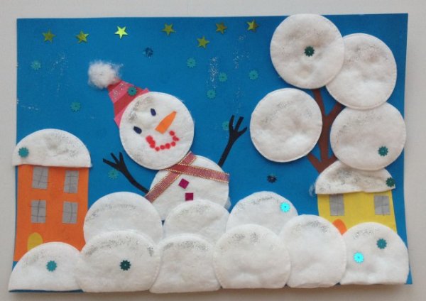 Аппликация зима в городе