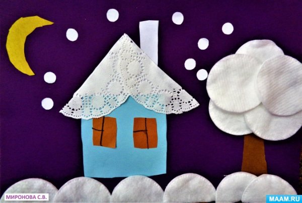 Зимняя аппликация для дошкольников