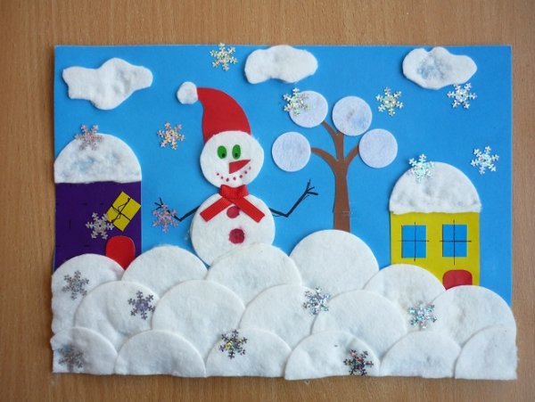 Аппликация на тему зима