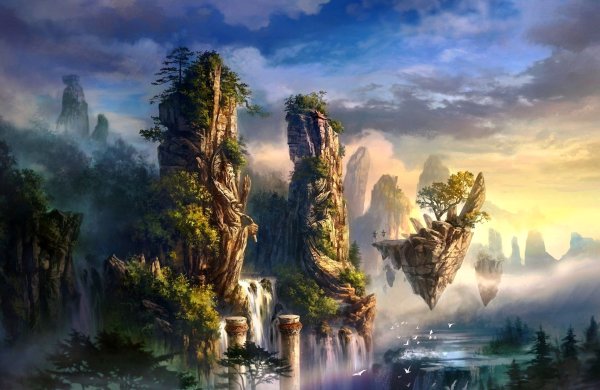 Геншин концепт арт ландшафт