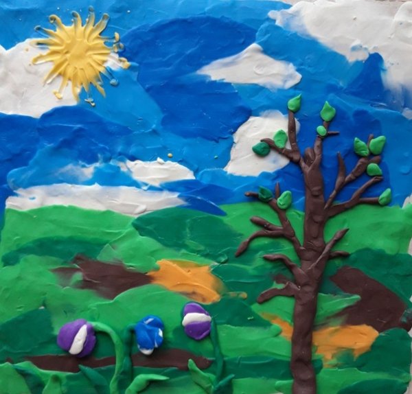 Пластилинография Весна