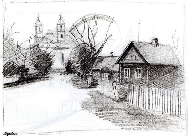Пейзаж карандашом