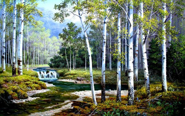 Пейзаж с березами