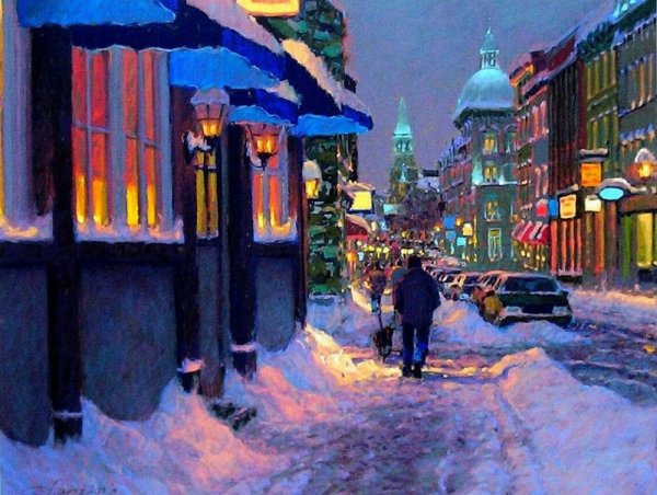 Художник Richard Savoie зима в городе