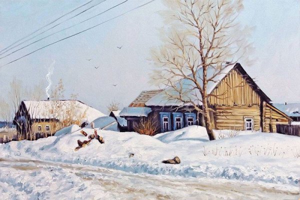 Художник Александр Александровский зима в Каргополе