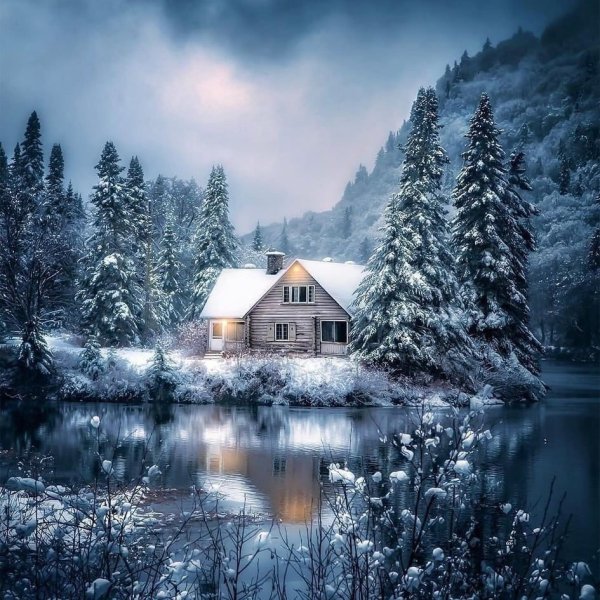 Домик в зимнем лесу