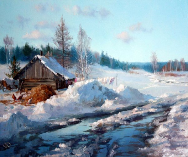 Художник Владимир Жданов Весна в Печорах