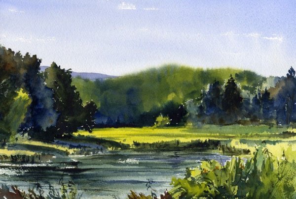 Этюды акварелью пейзаж