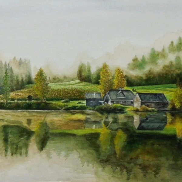 Лесные озёра аквварелью