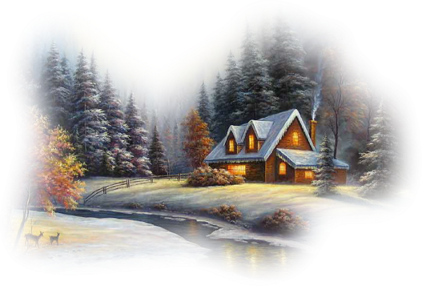 Новогодние пейзажи на прозрачном фоне