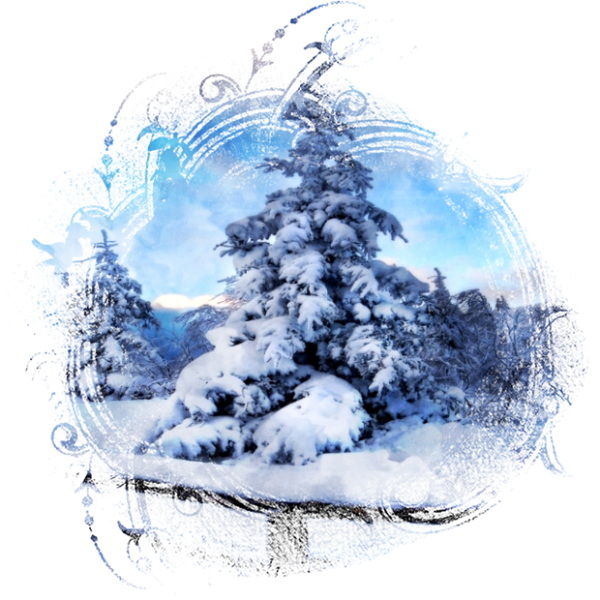 Зимний пейзаж на прозрачном фоне