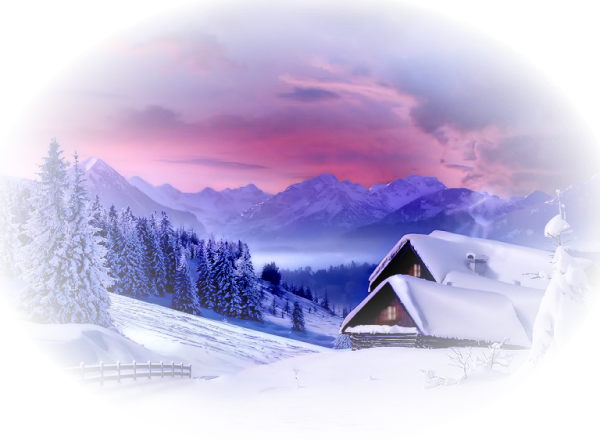 Зимний пейзаж на прозрачном фоне