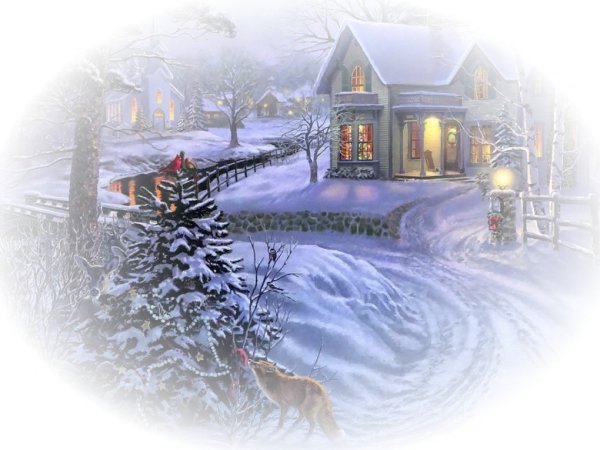 Зимний пейзаж колодец