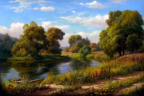 «Летний пейзаж с рекой» (1870 г.). Каменев