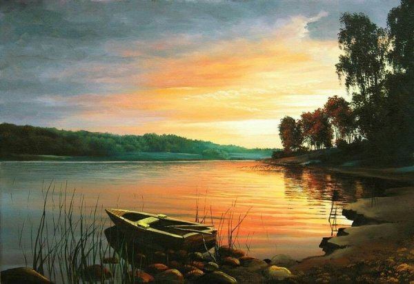 «Летний пейзаж с рекой» (1870 г.). Каменев