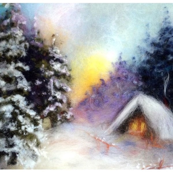 Зимний пейзаж из шерсти