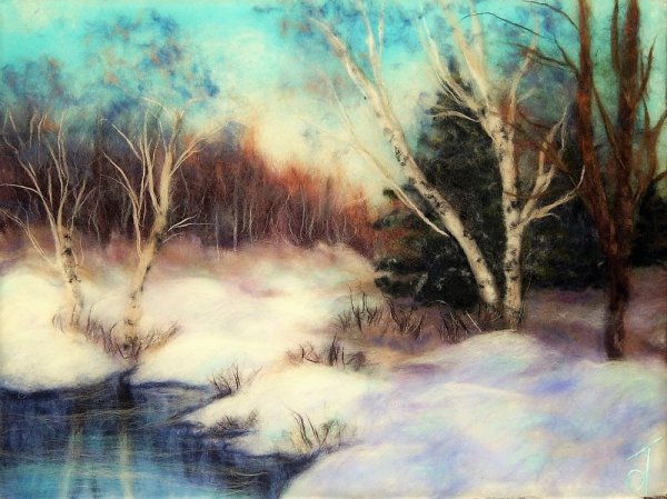 Весенние картины из шерсти