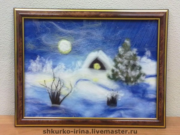 Новогоднее панно из шерсти