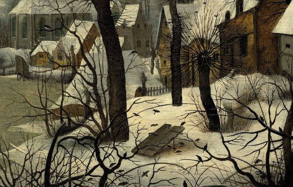 Питер брейгель зимний пейзаж с конькобежцами и ловушкой для птиц