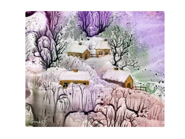 Зима в нетрадиционной технике рисования