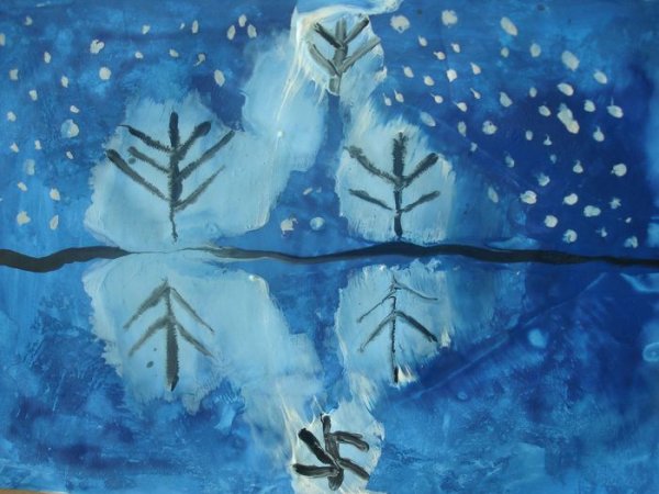 Зимние Акварельные пейзажи по сырому