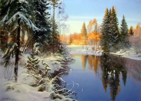 Зимний пейзаж Виктор Юшкевич