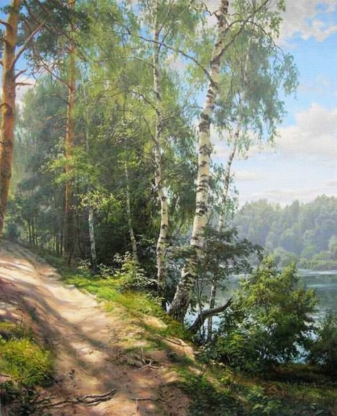 Художник Игорь Прищепа пейзаж Лесная река