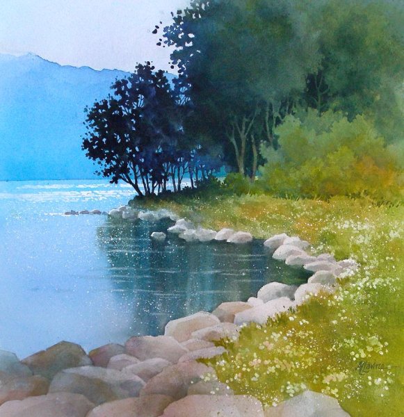 Пейзажи акварелью сложные