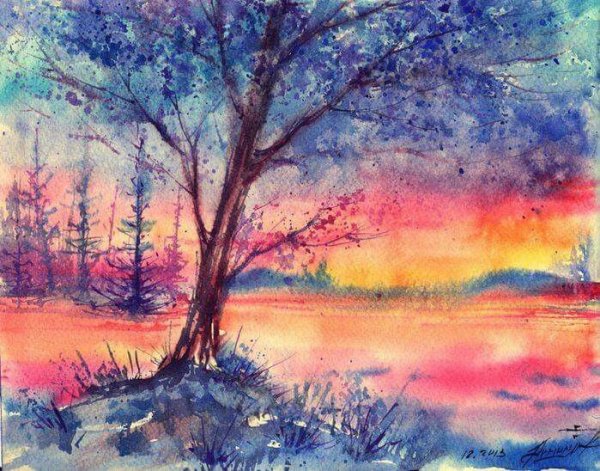 Акварель пейзаж Лидия Дорн