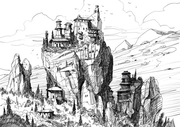 Скетчи окружения карандашом