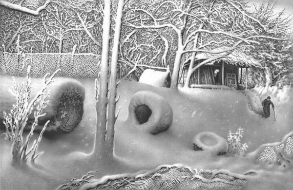 Зимний пейзаж набросок