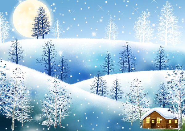 Новогодние пейзажи на прозрачном фоне