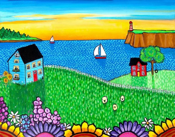 Пейзаж фломастерами для детей