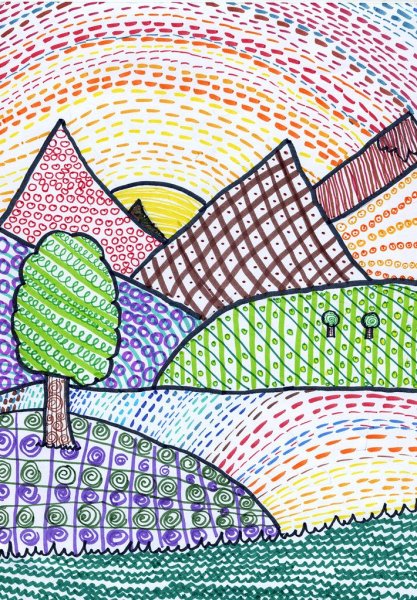 Пейзаж маркерами