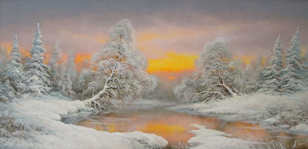 Зимние пейзажи художник Александр Мельников