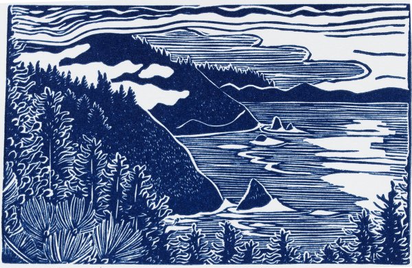 Линогравюра пейзаж Чанышева