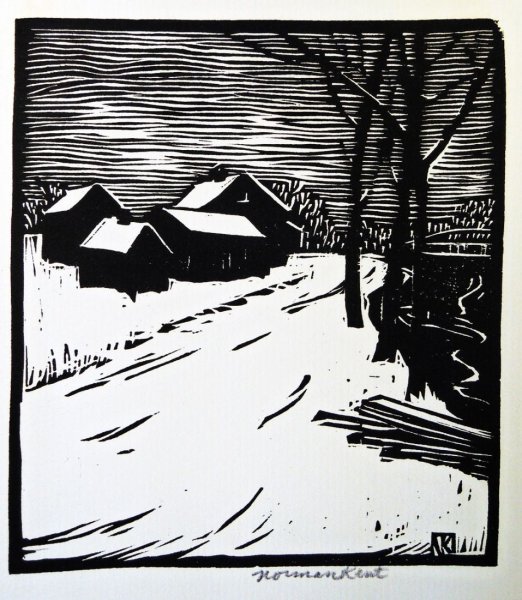 Пейзаж линогравюра офорт