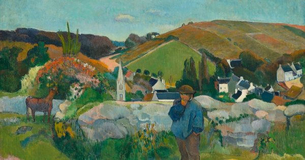 Поль Гоген пейзаж с тополями