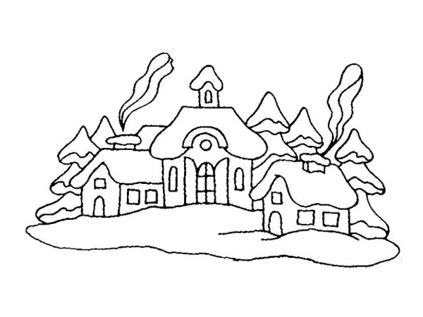 Зимний лес раскраска