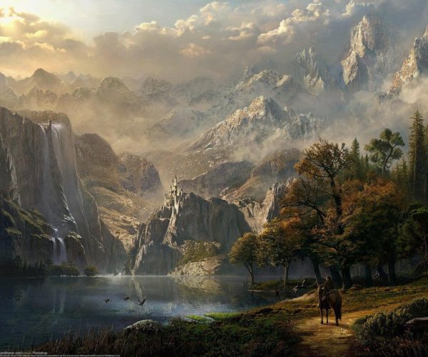 Арт красивых горных пейзажей