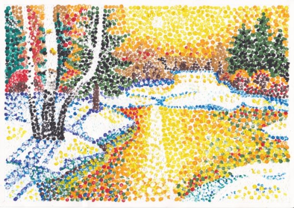 Техника пуантилизм ватными палочками