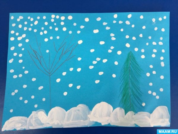 Рисование в средней группе зимой