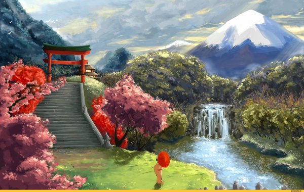 Япония дворец Сакура сад