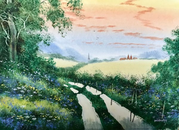 Пейзаж акварелью