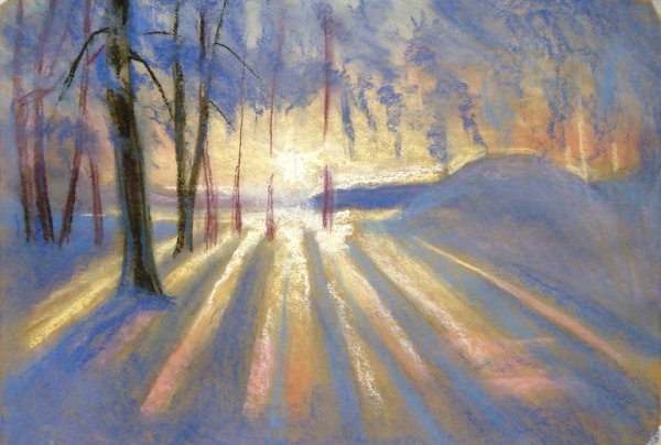 Зимний пейзаж пастелью