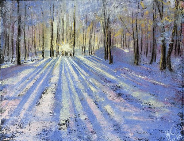 Зимний пейзаж пастелью