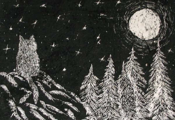 Рисование на черном картоне зиму