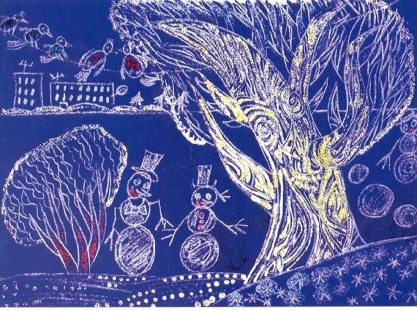 Граттаж техника Волшебный лес